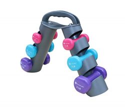 Dumbbell Set of 6 Total Dumbbells with Foldable Rack That Can Stand For Display or Folded For Tr ...