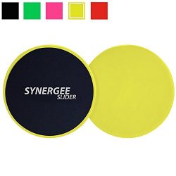 iheartsynergee Yellow Gliding Discs Core Sliders. Dual Sided Use on Carpet or Hardwood Floors. A ...