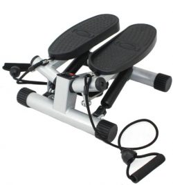 Sunny Health & Fitness Twisting Stair Stepper with Band, Silver