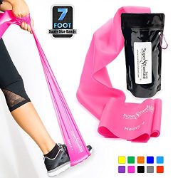 SUPER EXERCISE BAND Heavy Fuchsia Pink Resistance Band. Your Home Gym Fitness Equipment Kit for  ...