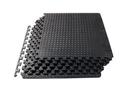 ProSource fs-1908-pzzl Puzzle Exercise Mat EVA Foam Interlocking Tiles (Black, 24 Square Feet)