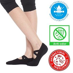 Yoga Socks for Women Non Skid Socks with Grips Barre Socks Pilates Socks for Women (black(1 pair))