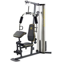 XR 55 Home Exercise Gold’s Gym, weight stack, padded seat, preacher pad, chart