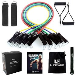 UPOWEX Resistance Bands Set – Include 5 Stackable Exercise Bands with Carry Bag, Door Anchor Att ...