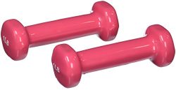 Sammons Preston Vinyl-Coated Iron Dumbbells, 1-Pound, Pair, Soft Easy-Grip Dumbbell Weights for  ...