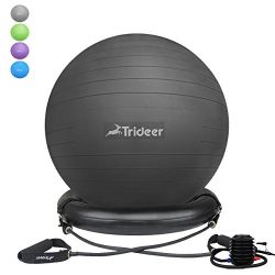 Trideer 75cm Exercise Ball Chair, Stability Ball with Ring & Pump, Flexible Seating, Improve ...