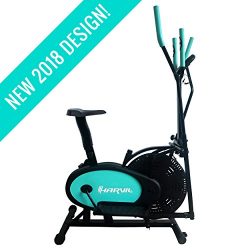 Harvil Elliptical Cross Trainer and Exercise Bike 2 in 1 with Pulse Rate Sensor Grips and Tensio ...