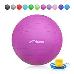 Trideer Exercise Ball (Multiple Sizes), Yoga Ball, Birthing Ball with Quick Pump, Anti-Burst &am ...