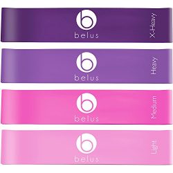 Belus Resistance Bands with Carry Bag, Video Download and eBook. Set of Four Loop Bands for Exer ...