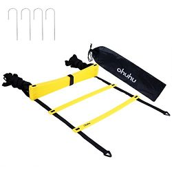 Ohuhu Speed & Agility Training Ladder with Black Carrying Case and 4 Stakes