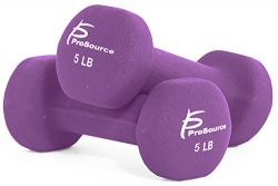 ProSource Set of Two Neoprene Dumbbells, Purple, 5 pounds