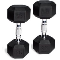 CAP Barbell Set of 2 Hex Rubber Dumbbell with Metal Handles, Pair of 2 Heavy Dumbbells Choose We ...