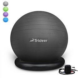 Trideer 75cm Exercise Ball Chair, Stability Ball with Ring & Pump, Flexible Seating, Improve ...