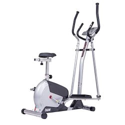 Body Champ 2 in 1 Elliptical Workout and Upright Exercise Bike with Heart Rate, Computer Resista ...