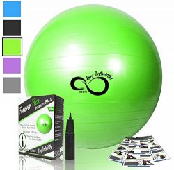 Exercise Ball -Professional Grade Exercise Equipment Anti Burst Tested with Hand Pump- Supports  ...