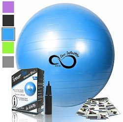 Live Infinitely Exercise Ball -Professional Grade Exercise Equipment Anti Burst Tested with Hand ...