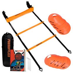 Agility Ladder and Cones 20 Feet 12 Adjustable Rungs Fitness Speed Training Equipment + 16 Agili ...