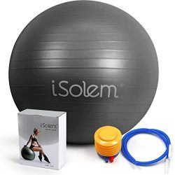 iSolem Exercise Balls 65cm Resistant Slip & Burst Yoga Swiss Ball with Foot Air Pump Stabili ...