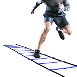 GHB Pro Agility Ladder Agility Training Ladder Speed Flat Rung with Carrying Bag (Blue)