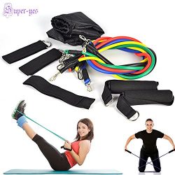 Resistance Band Set Yoga Pilates Abs Workout Exercise Tube Fitness Bands 11 PCS