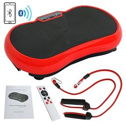 Super Deal Crazy Fit Full Body Vibration Platform Massage Machine Fitness W/Bluetooth, Red