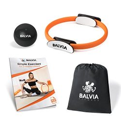 Balvia Fitness Pilates Yoga Ring Equipment Bundle with Non-Slip Grip Handles – Carrying Ba ...