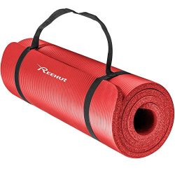 REEHUT 1/2-Inch Extra Thick High Density NBR Exercise Yoga Mat for Pilates, Fitness & Workou ...