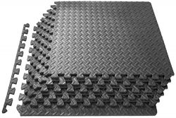 ProSource Puzzle Exercise Mat, EVA Foam Interlocking Tiles, 24 Square Feet, Grey (Includes 6 tiles)