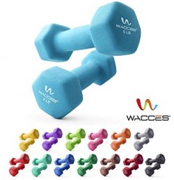 Wacces Neoprene Dipped Coated Set of 2 Dumbbells Hand Weights Sets Non Slip Grip 2 x 5 LB