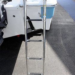 M-ARINE BABY 4 Step over Platform Stainless Steel Telescoping Ladder for Boat Yacht