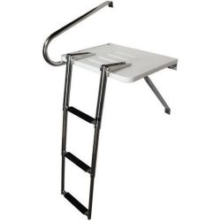 Pactrade Marine Boat Universal Swim Over Platform Mount Telescopic Ladder, 3 Step in/Outboard On ...