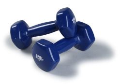 SPRI Deluxe Vinyl Dumbbells (Dark Blue, 5-Pound, Set of 2)