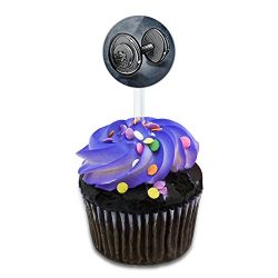 Weight Lifting Dumbbells Cake Cupcake Toppers Picks Set