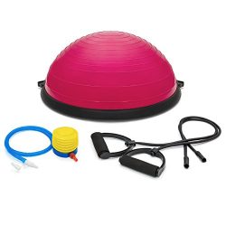 Best Choice Products Yoga Balance Exercise Ball w/2 Resistance Bands & Pump – Pink