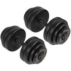 64LB Weight Dumbbell Set Adjustable Cap Gym Barbell Plates Body Workout