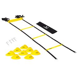 4 OCEANS-FAMILY Agility Ladder Speed Training Equipment (Workout Ladder | 12 rungs |, 8 Cones, 4 ...