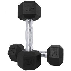 CAP Barbell SDP-012 Color Coated Hex Dumbbell, Black, 12 pound, Single