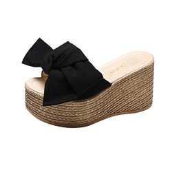 Women Platform Sandal Casual Beach Espadrille Slip On Summer Slides Duseedik Promotion (Black, U ...