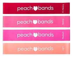 Peach Bands | Premium Matte Resistance Loop Bands | Pink Set of 4 with Carrying Bag | Exercise B ...