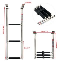 Amarine-made 3 Step Stainless Steel Telescoping Boat Ladder Swim Step