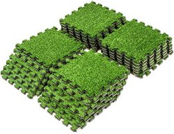 Sorbus Grass Mat Interlocking Floor Tiles – Soft Artificial Grass Carpet – Multipurpose Foam Til ...