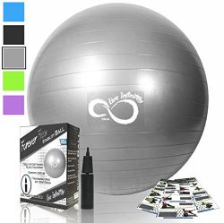 Exercise Ball -Professional Grade Exercise Equipment Anti Burst Tested with Hand Pump- Supports  ...