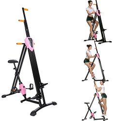 Leoneva 2-in-1 Folding Vertical Climber, Fitness Step Machines Exercise Bike for Body Trainer in ...