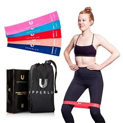 Upperlux Premium Resistance Exercise Loop Bands – Set of 5 with Carry Bag – Gym Strength Trainin ...