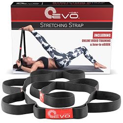 Yoga EVO Stretch Strap with Loops Exercise Stretching Out Strap Leg Stretcher Flexibility Band f ...