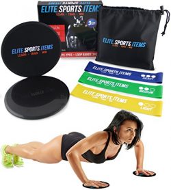 ELITE SPORTS ITEMS Elite Workout Kit – Core Sliders + Resistance Loop Bands – Great  ...