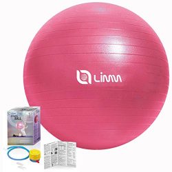 Limm Exercise Ball by for Yoga, Pilates, Stretching and General Fitness – Includes Foot Pu ...