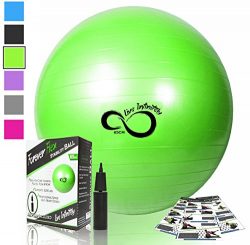 Exercise Ball -Professional Grade Exercise Equipment Anti Burst Tested with Hand Pump- Supports  ...