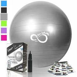 Exercise Ball -Professional Grade Exercise Equipment Anti Burst Tested with Hand Pump- Supports  ...