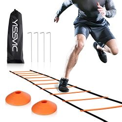 YISSVIC Agility Ladder and Cones 20 Feet 12 Adjustable Rungs Fitness Speed Training Equipment +  ...